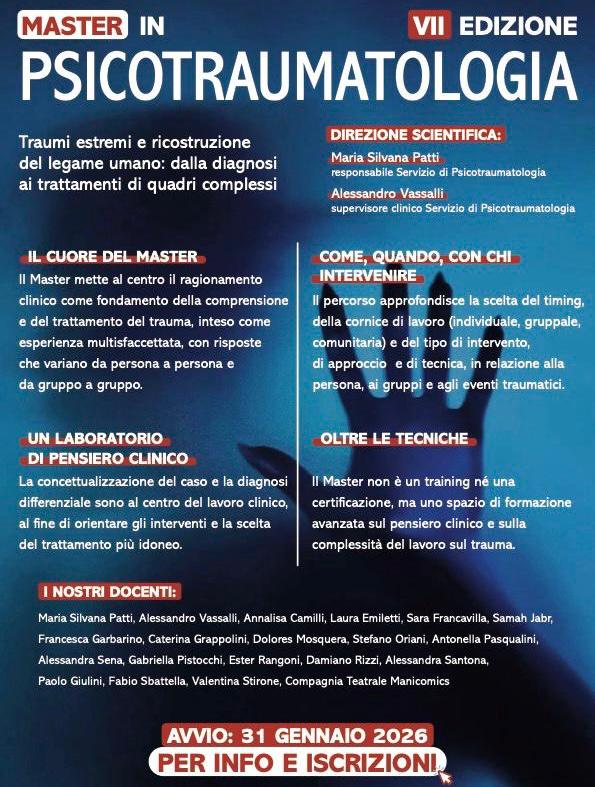 manifesto con Programma del Master in Psico traumatologia di ARP